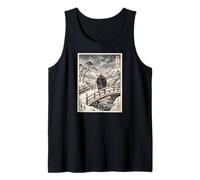 Solitario Ronin Cruzando Un Puente Nevado Ukiyo-e Arte Japonés Camiseta sin Mangas