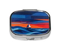 Solitary Sail in The Waves - Pastillero compacto con diseño de impresión completa para viajes y uso diario