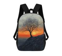 Solitary Tree Sunset in Charcoal And Warm Tones Mochilas Infantiles Impresas En 3D, Mochilas De Moda Informales, Mochilas De Viaje Bonitas, Mochilas Informales Para Exteriores Para Niños Y Niñas 17inc