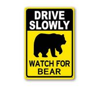 Soliyoahee Drive Slowly Watch For Bear - Letrero de metal de aluminio resistente de 20 x 30 cm, decoración de pared de metal libre de óxido para patio, patio, porche, patio