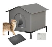Sollee Casa para gatos al aire libre, refugio cálido para mascotas para invierno con alfombrilla y puertas, aislamiento térmico, cueva de nido de gatitos para patio, patio, césped, porche