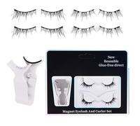 Sollee Kit de Pestañas Magnéticas,Pestañas Magnéticas con Aplicador - Sin pegamento ni delineador de ojos 2 pares de pestañas magnéticas reutilizables,Kit de extensión de pestañas postizas, cosmético