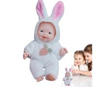 Sollee Pequeña muñeca Durmiente, muñecas renacidas en Miniatura | muñecas realistas | Muñeca Reborn pequeña Hecha a Mano de Cuerpo de 6 Pulgadas con Disfr de Conejito