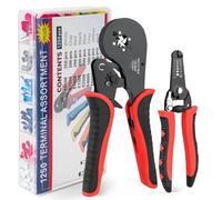 SOLLON Pinza para crimpar, 0.08-16mm² Crimpadora Terminales Alicates Kit,Crimpadora con Pelacables y 1250 Terminales de Cable Crimper (HCS10-4)