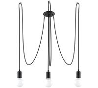 SOLLUX Lámpara Colgante EDISON Diseño Único sin Pantalla Iluminación Minimalista Bombilla LED Color Negro Triple