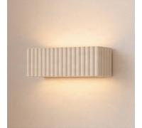 SOLLUX LIGHTING Aplique de pared Rigata, beige, cerámica, longitud 34 cm, luz hacia arriba/abajo