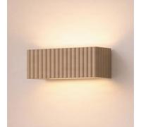 SOLLUX LIGHTING Aplique de pared Rigata, color topo, cerámica, longitud 34 cm, luz hacia