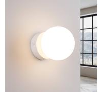 SOLLUX LIGHTING Aplique de pared You, blanco, Ø 12 cm, acero/vidrio