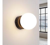 SOLLUX LIGHTING Aplique de pared You, negro, Ø 12 cm, acero/vidrio