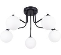 SOLLUX LIGHTING Plafón Astral, negro, longitud 64 cm, acero/vidrio