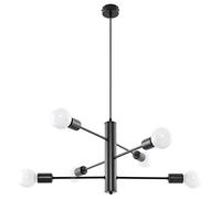 SOLLUX lighting Bombilla: E27, 6 x 60 W, 6 x 15 W, 50-60 Hz, 220-230 V, IP20, clase de protección I, bombilla no incluida. Dimensiones: 60/60/85 cm. Material: acero. Color: negro, SL.0305