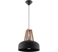 Sollux Lighting Casco lámpara colgante 1x60 W negro-madera SL.0390