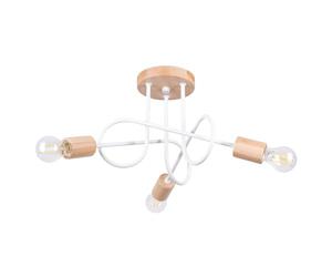 SOLLUX lighting EMBER Araña Moderna - Accesorio de Iluminación - E27, max 15W LED, ~230V, 50Hz, IP20 - Bombilla No Incluida - 3x Fuente de Luz - 56x14x26cm, Blanco/Madera Natural