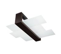 SOLLUX lighting Feniks 2 Plafón | Elegante Carcasa De Madera + Combinación De Pantalla De Vidrio | Bombilla Reemplazable E27, 2 x 60 W | Wengué, 43 x 43 x 12 cm
