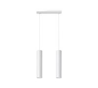 SOLLUX lighting Lagos 2 Lámpara Colgante | Diseño Moderno Con Pantalla Cilíndrica, Estilo Industrial | Bombilla GU10 Reemplazable, 2 x 40 W | Acero Con Recubrimiento En Polvo, Blanco, 30 x 6 x 90 cm