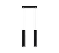 SOLLUX lighting Lagos 2 Lámpara Colgante | Diseño Moderno Con Pantalla Cilíndrica, Estilo Industrial | Bombilla GU10 Reemplazable, 2 x 40 W | Acero Con Recubrimiento En Polvo, Negro, 30 x 6 x 90 cm