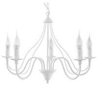 SOLLUX lighting Lámpara colgante de araña - Lámpara de techo de acero - 5 llamas - Bombilla LED - Minerwa blanca