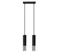 SOLLUX lighting Lámpara colgante lámpara colgante lámpara colgante - lámpara de techo acero - 2 llamas - lámpara LED bombilla - cromo negro Loopez
