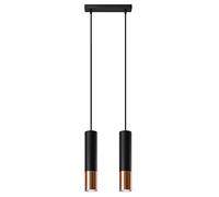 SOLLUX lighting Lámpara colgante lámpara colgante lámpara colgante - lámpara de techo acero - 2 llamas - lámpara LED bombilla - cobre negro Loopez
