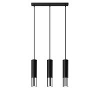 SOLLUX lighting Lámpara colgante lámpara colgante lámpara colgante - lámpara de techo acero - 3 llamas - lámpara LED bombilla - cromo negro Loopez