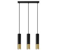 SOLLUX lighting Lámpara colgante lámpara colgante lámpara colgante - lámpara de techo acero - 3 llamas - lámpara LED bombilla - negro Golden Loopez