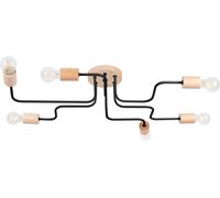 Sollux Lighting Lámpara de araña negro/madera natural acero/madera alt. 85 cm
