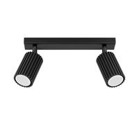 SOLLUX lighting Lámpara de Techo - Foco de Techo - en Aluminio - 2 Pantallas - 30 x 6,5 x 16,5 cm - Karbon Negro