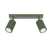 SOLLUX lighting Lámpara de Techo - Foco de Techo - en Aluminio - 2 Pantallas - 30 x 6,5 x 16,5 cm - Karbon Verde Oliva