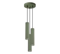 Lámpara colgante tubo Karbon Verde Oliva 3P