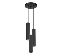 SOLLUX lighting Lámpara de Techo - Lámpara Colgante - en Aluminio - 3 Pantallas - 19,5 x 19,5 x 108 cm - Karbon Negro