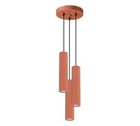 SOLLUX lighting Lámpara de Techo - Lámpara Colgante - en Aluminio - 3 Pantallas - 19,5 x 19,5 x 108 cm - Karbon Ocre Roja