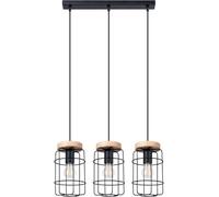 Sollux Lighting Lámpara de techo madera negra acero/madera alt. 115 cm