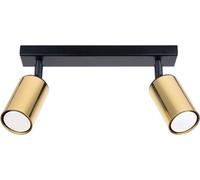 SOLLUX lighting - Winx Wall Sconceiling - Plafón de techo - Lámpara decorativa - Lámpara LED - Bajo consumo - GU10, 2x max 10W LED, ~230V, 50Hz - Negro/Dorado - 30x6x18,5cm