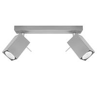 SOLLUX lighting Lámpara de techo plafón acero - 2 llamas - Bombilla LED - Gris Mérida