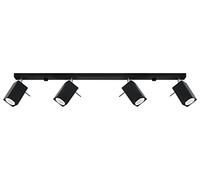 SOLLUX lighting Lámpara de techo plafón foco acero - 4 llamas - Bombilla LED - Negro Merida