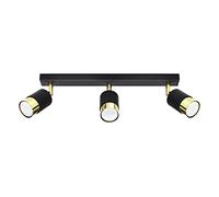 SOLLUX lighting Nero Barra Foco de Techo, Negro/Dorado, 3X GU10