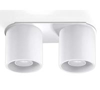 SOLLUX lighting Orbis Downlight Lámpara De Techo | Diseño Moderno Con Pantallas Cilíndricas | Hecho De Aluminio Con 2 Bombillas GU10 Reemplazables | Blanco, 26 x 10 x 12 cm