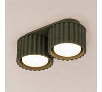 SOLLUX LIGHTING Plafón Aura 2, verde oliva, 2 luces, longitud 21 cm, GX53