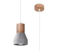 Sollux Lighting - Lámpara colgante de techo Qubic - Madera y hormigón gris, E27 1x60W, 10x10x120 cm