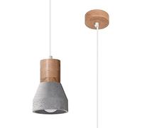 Sollux Lighting - Lámpara colgante de techo Qubic - Madera y hormigón gris, E27 1x60W, 10x10x120 cm