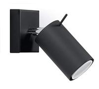SOLLUX lighting Ring 1 Foco Lámpara De Pared | Diseño Minimalista Y Moderno, Brazo Ajustable Y Dirección De La Luz | Bombilla GU10 Reemplazable, 1 x 40 W | Acero, Negro, 8x16x8 cm
