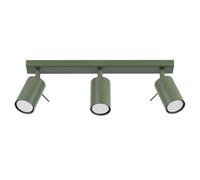 SOLLUX lighting RING Lámpara de techo moderna - Luminaria versátil - GU10, 10W LED, ~230V, 50Hz, IP20 - Bombilla no incluida - 3x Fuente de luz - 6x45x17cm, Verde Oliva