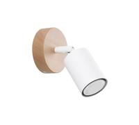 SOLLUX lighting VERDO Lámpara de pared elegante de 1 bombilla - Casquillo GU10 - Lámpara de pared para interior - Bombilla no incluida - 18x16x16cm Blanco/Madera