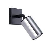 SOLLUX lighting - Winx Aplique - Lámparas de pared - Lámpara decorativa - Lámpara LED - Bajo consumo energético - GU10, 1x max 10W LED, ~230V, 50Hz - Negro/Cromo - 8x8x18,5cm