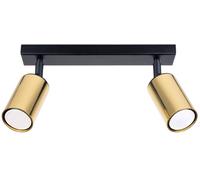 SOLLUX lighting - Winx Wall Sconceiling - Plafón de techo - Lámpara decorativa - Lámpara LED - Bajo consumo - GU10, 2x max 10W LED, ~230V, 50Hz - Negro/Dorado - 30x6x18,5cm