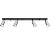 SOLLUX lighting - Winx Wall Sconceiling - Plafón de techo - Lámpara decorativa - Lámpara LED - Bajo consumo energético - GU10, 4x max 10W LED, ~230V, 50Hz - Negro/Cromo - 82x6x18,5cm