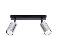 SOLLUX lighting - Winx Wall Sconceiling - Plafón de techo - Lámpara decorativa - Lámpara LED - Bajo consumo energético - GU10, 2x max 10W LED, ~230V, 50Hz - Negro/Cromo - 30x6x18,5cm