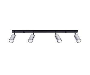 SOLLUX lighting - Winx Wall Sconceiling - Plafón de techo - Lámpara decorativa - Lámpara LED - Bajo consumo energético - GU10, 4x max 10W LED, ~230V, 50Hz - Negro/Cromo - 82x6x18,5cm