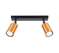 SOLLUX lighting - Winx Wall Sconceiling - Plafón de techo - Lámpara decorativa - Lámpara LED - Bajo consumo - GU10, 2x max 10W LED, ~230V, 50Hz - Negro/Cobre - 30x6x18,5cm