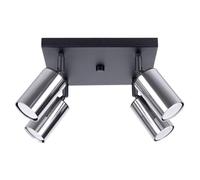 SOLLUX lighting - Winx Wall Sconceiling - Plafón de techo - Lámpara decorativa - Lámpara LED - Bajo consumo - GU10, 4x max 10W LED, ~230V, 50Hz - Negro/Cromo - 25x25x19cm